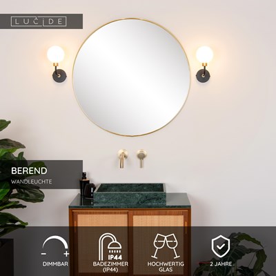 Lucide BEREND - Wandleuchte Badezimmer - 1xG9 - IP44 - Schwarz